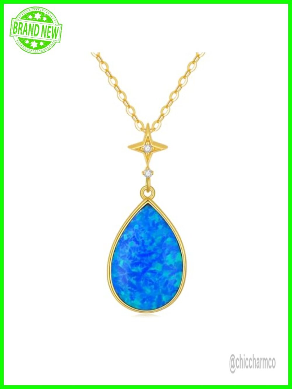 14k Yellow Gold Turquoise Teardrop Pendant Necklace 16-18"
